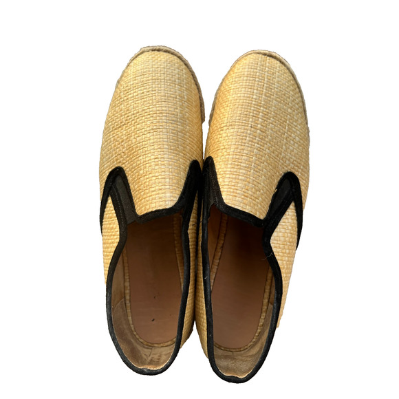 Handwoven Raffia Espadrille slip on Loafers Spanish crafts suede trim- Size 10 - Picture 1 of 14